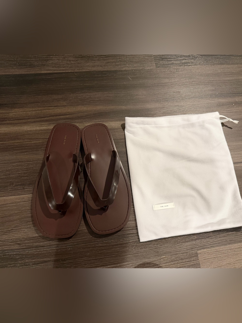 The Row City Burgundy Leather Thong Sandals Size 42